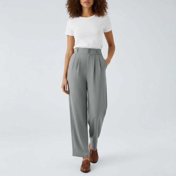Halara High Waisted Shirred Straight Leg Work Pants in Mockingbird Size Small - Picture 1 of 7